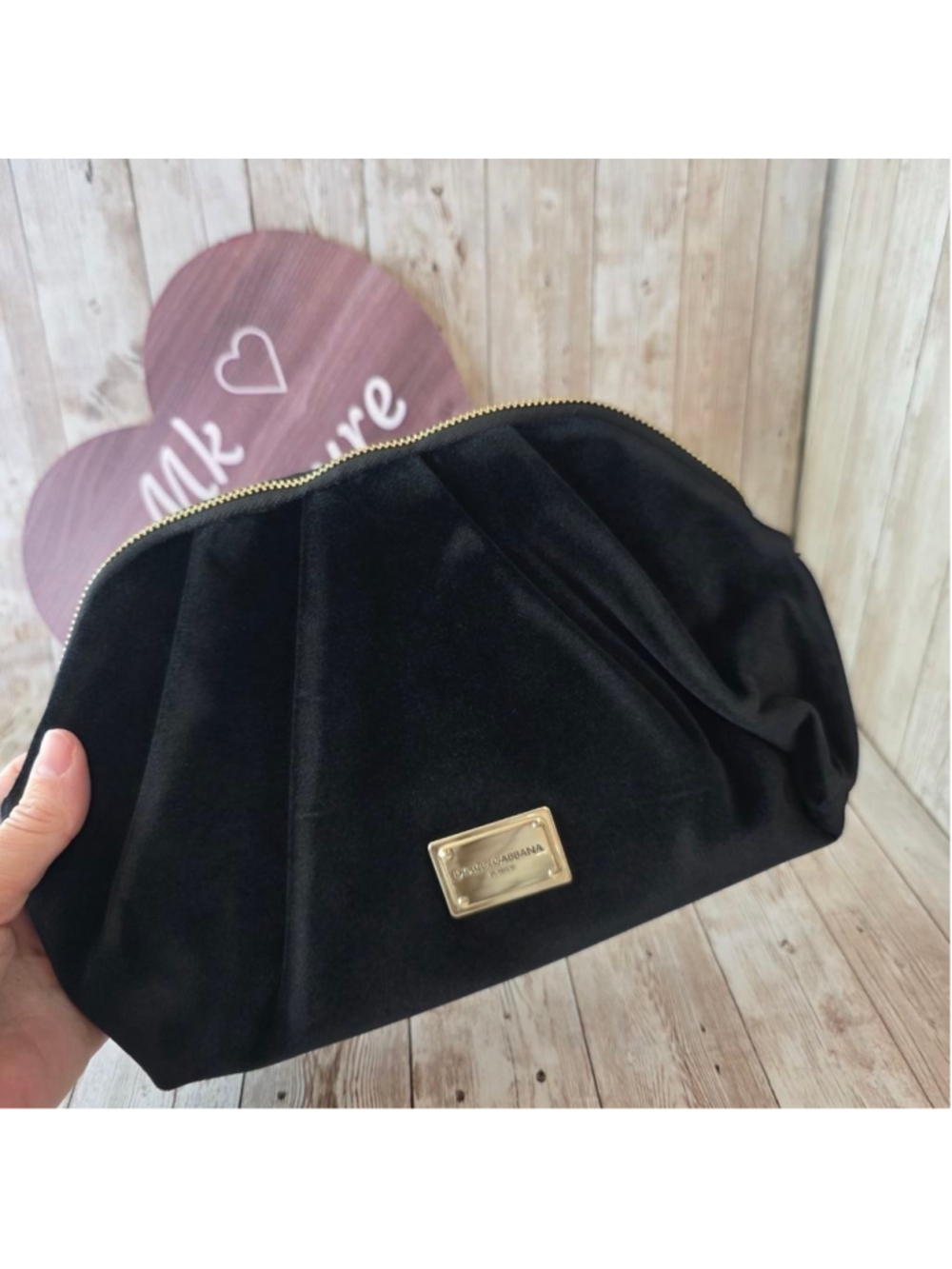 Women's Dolce & Gabbana Black Velvet Cosmetic Bag NWOT